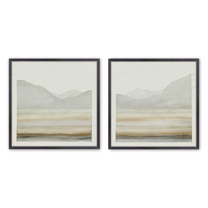 «Whispering Ridge Silhouette Rolled Art Print», ensemble de 2 20 po x 20 po, Cadre en zinc patiné