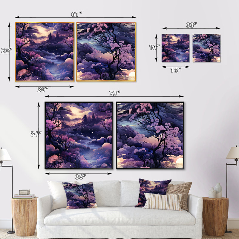 Espey - Forest Square Collage Set Of 2, White Floater Framed, 30" H x 61" W