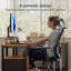 Bureau de jeu industriel en forme de L avec lumières DEL et prise de courant, bureau d'angle moderne avec support pour écran double, 2 tiroirs et support pour PC roulant, bois rustique et métal