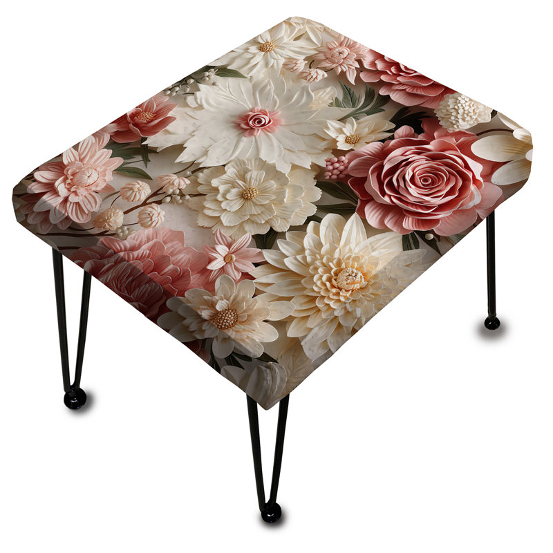 Pink And White Romantic Lace Whispers Flowers - Floral Rectangle Ottoman