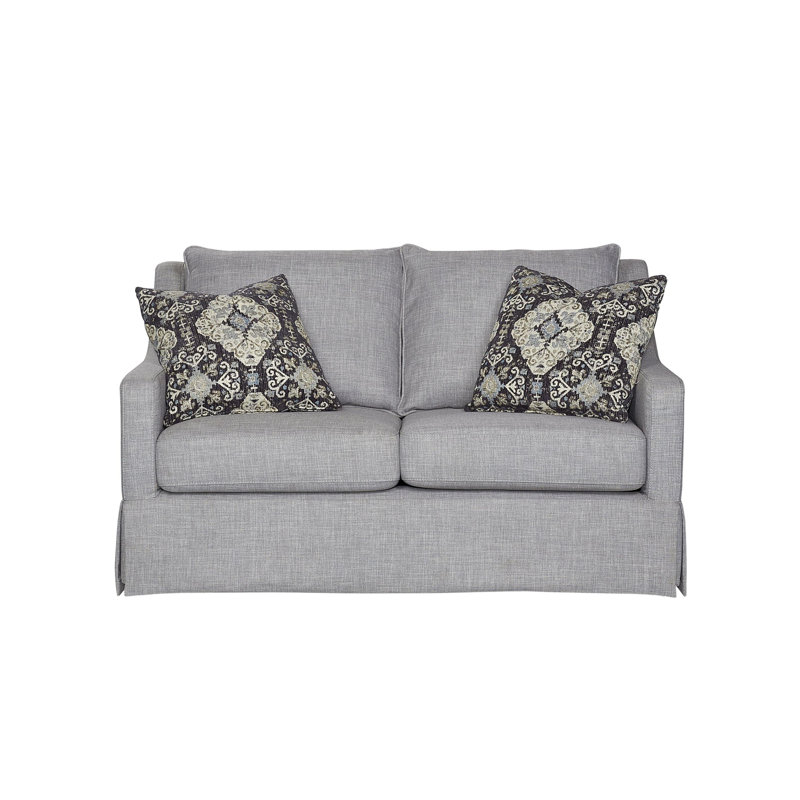 Causeuse avec jupe, coussins réversibles et 2 coussins