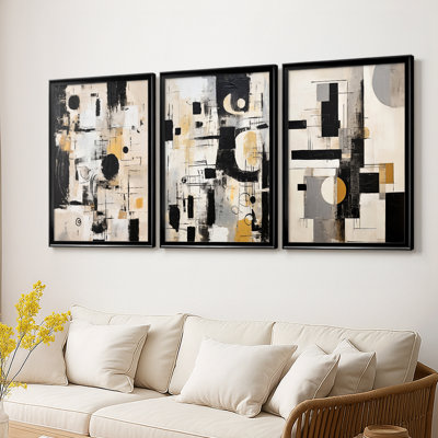 ABSTRACT Series CCCCLXXIV - Toile tendue avec châssis sur mesure - 3 pièces