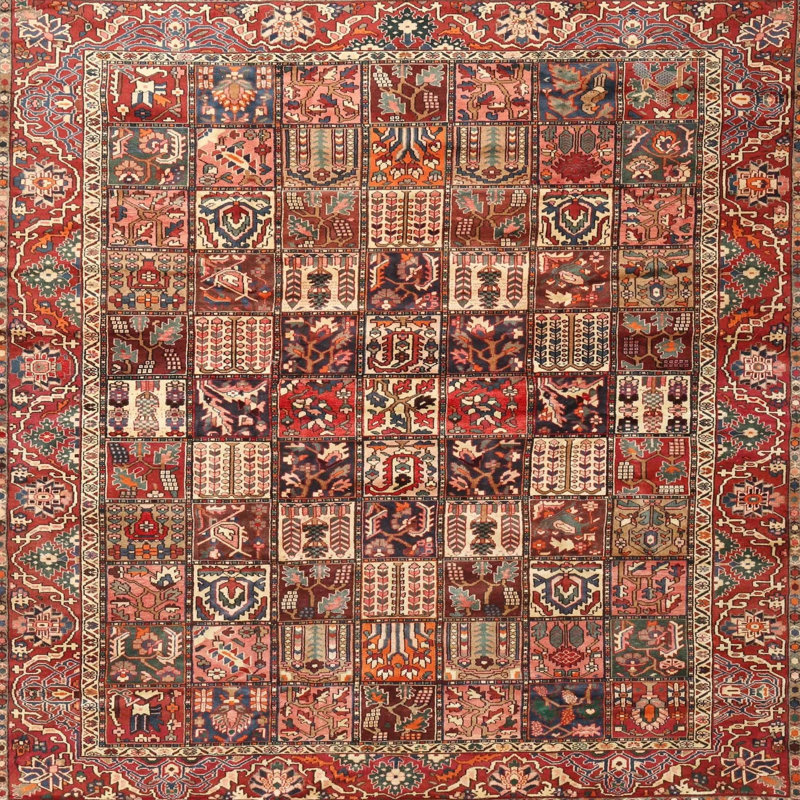Tapis traditionnel mehroon/noir/crème Hortence, Carré 3 pi