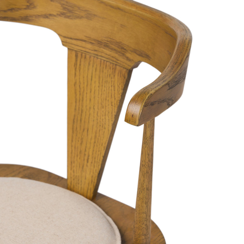 Garth Solid Wood Bar Stool, Bar Stool (29.94" Seat Height), Sandy Oak, Antwerp Natural/Linen Blend