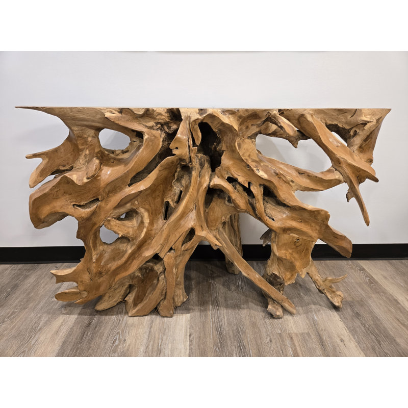 Carved Teak Root Console Table