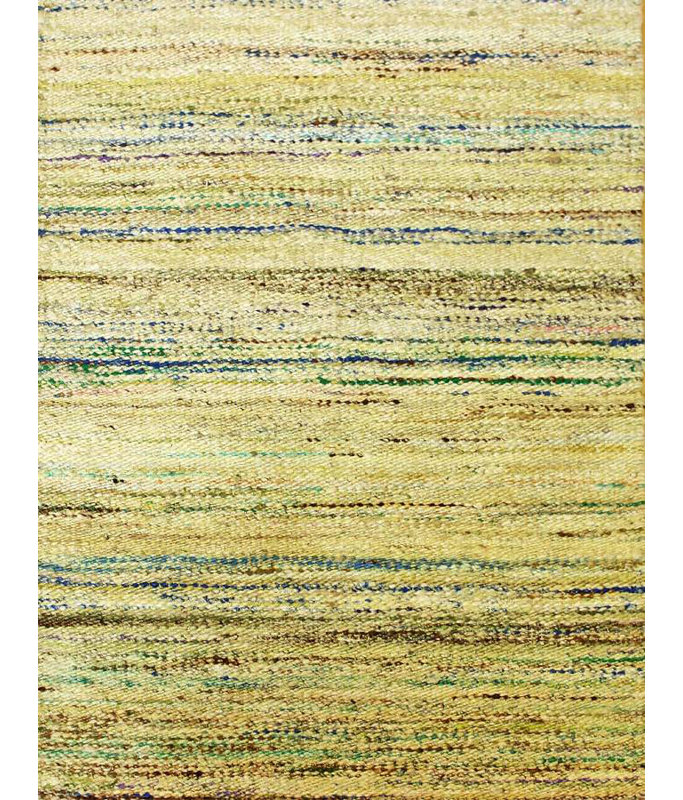 Sari Wool Abstract Area Rug in Yellow, Rectangle 6' x 8'6"