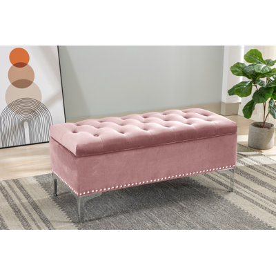 Spearman Velvet Upholstered Storage Bench