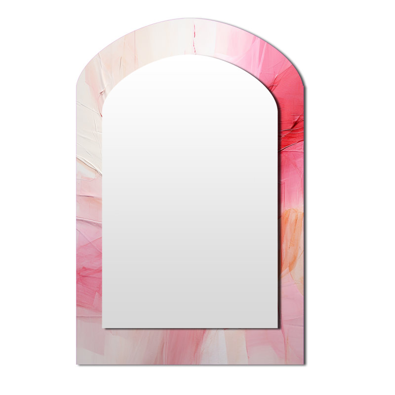 Miroir mural doré et rose à motif abstrait abstrait rivière I - Beige, 43 po x 33 po