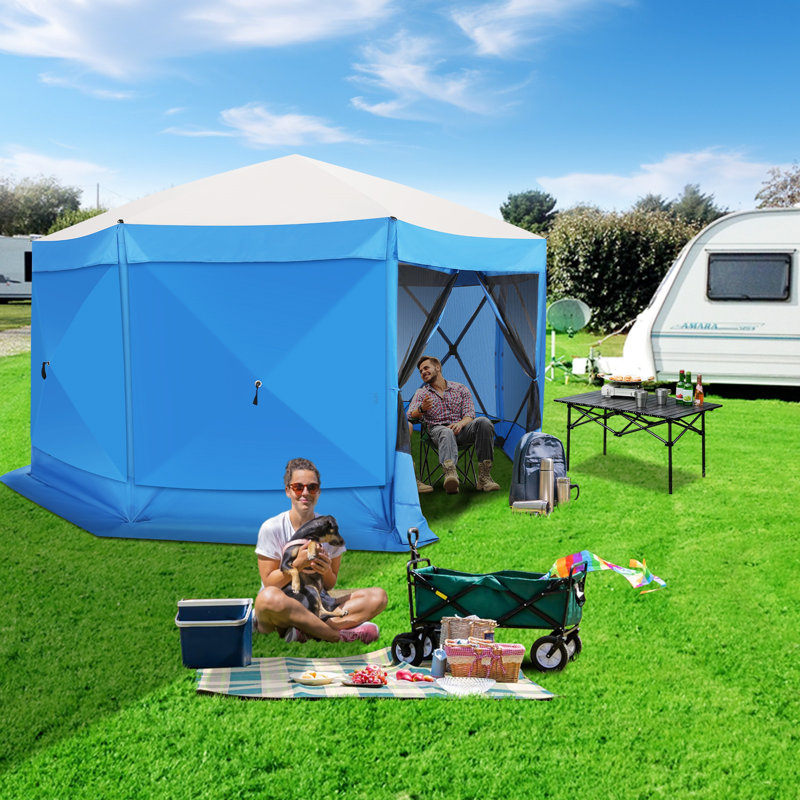 15x15 Screen Room with Mosquito Netting, Hub Tent Instant Screened Canopy, Blue