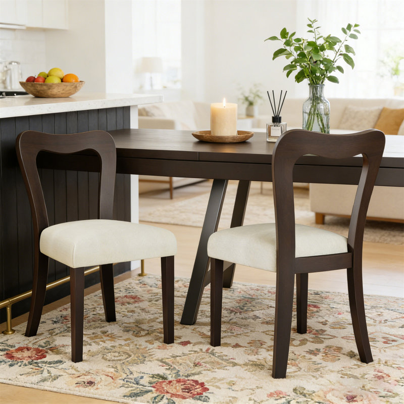Chaise de salle à manger sans accoudoirs, ensemble de 2 (table non incluse), Marron foncé