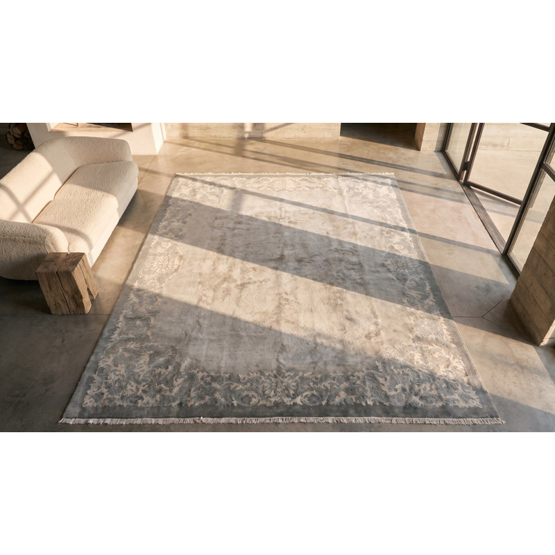 Light Washed Out Gray Color Antique Chinese Art Deco Rug