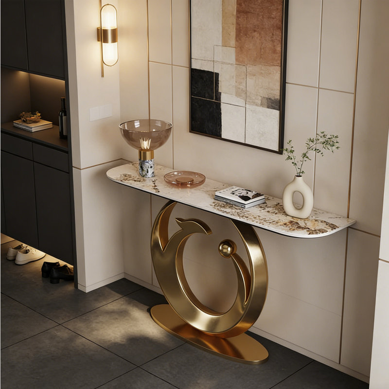 Console en métal de style italien, H 33,4 po x l 62,9 po x P 13,7 po