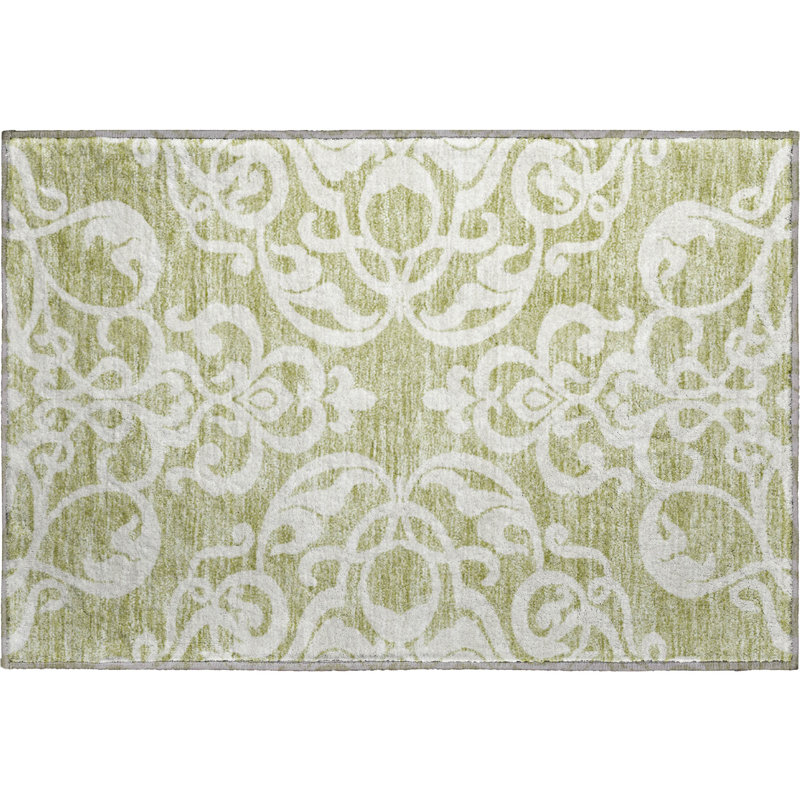 Premium Machine Washable Prisco Aloe Rug, Rectangle 1'8" x 2'6"