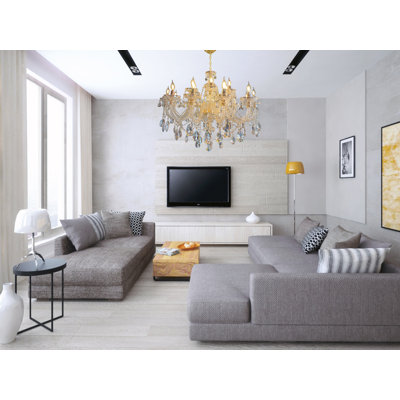 Lustre en cristal 18 lumières style chandelier classique