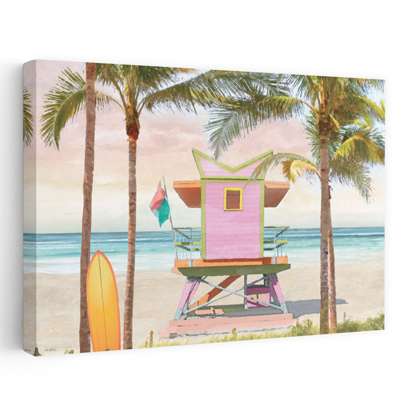 Plage ensoleillée - peinture de campagne rétro, Rolling Hills Art, H 60 po x l 40 po