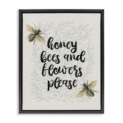 Cadre flottant Honey Bees & Flowers Veuillez, conception par Lil 'Rue