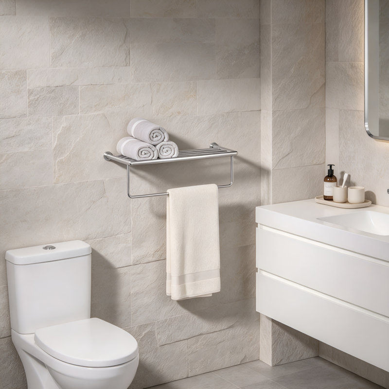25.75 " Brass Wall Mounted Towel Rack, PolishedChrome