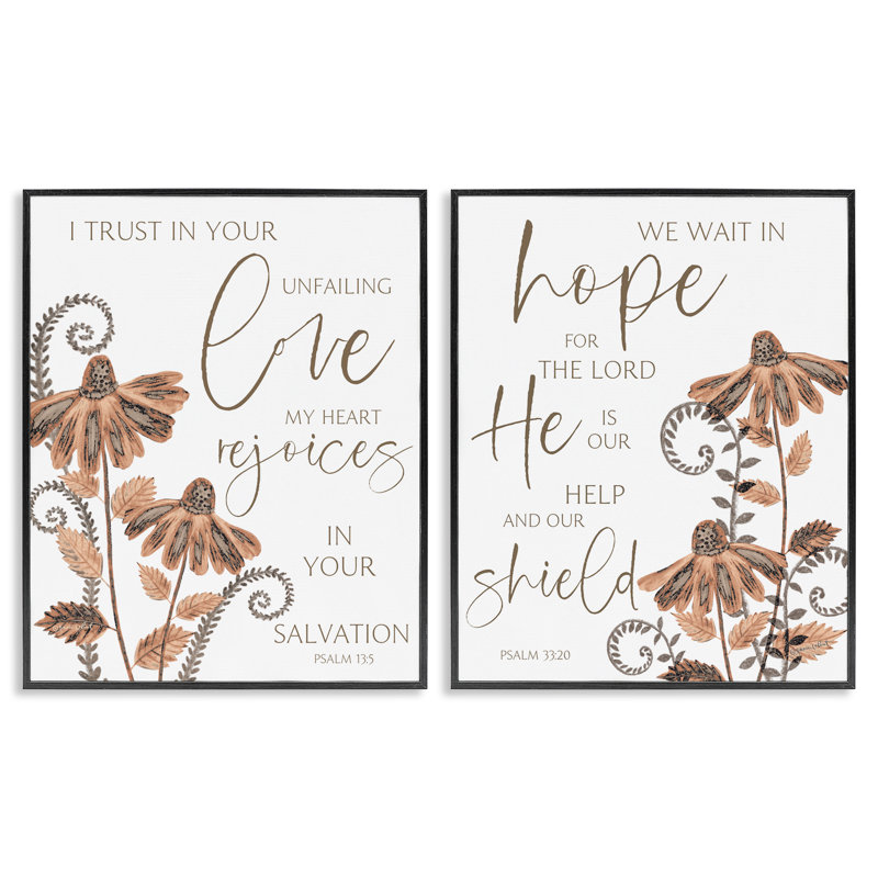 «Spiritual Faith Proverbs with Flowers», ensemble de 2 impressions giclées encadrées, design par Annie Lapoint