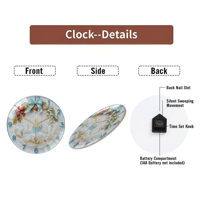 Horloge-Gâteau-bougies-arcs - horloge murale moderne en verre de 12 po