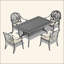 L 59,05 po x l 35,43 po, table de salle à manger en aluminium coulé avec cadre noir et texture sculptée sur le plateau de table