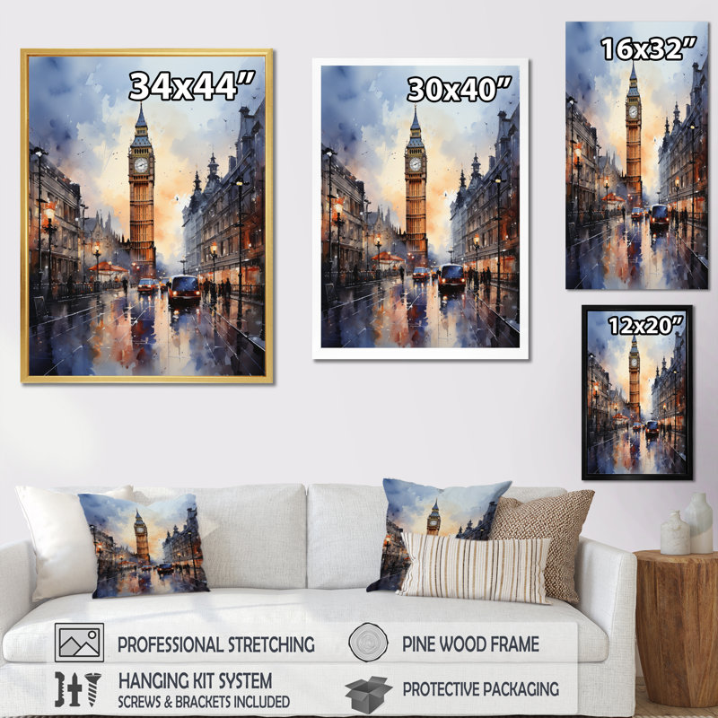 Angleterre, paysage urbain, paysage urbain, V, paysage urbain, salon, L 12 po x H 20 po, Cadre photo noir