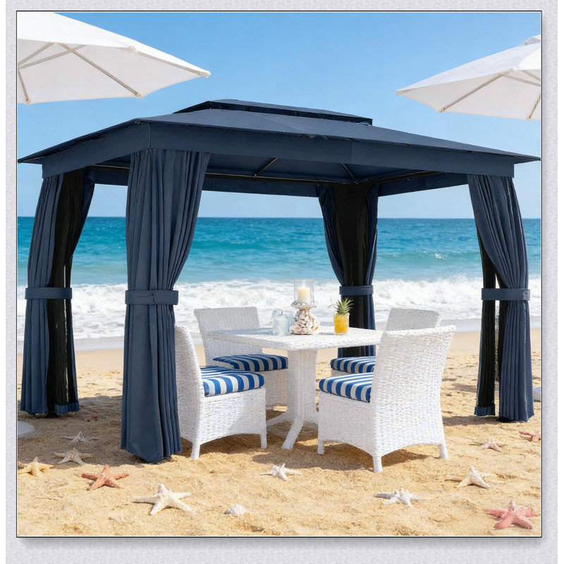 Abri à double toit avec abri de jardin pour patio avec protection solaire et ventilation supérieures