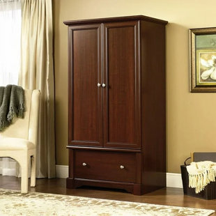 Sauder Harbor View Computer Armoire with Hidden Desk, Antiqued Paint Finish