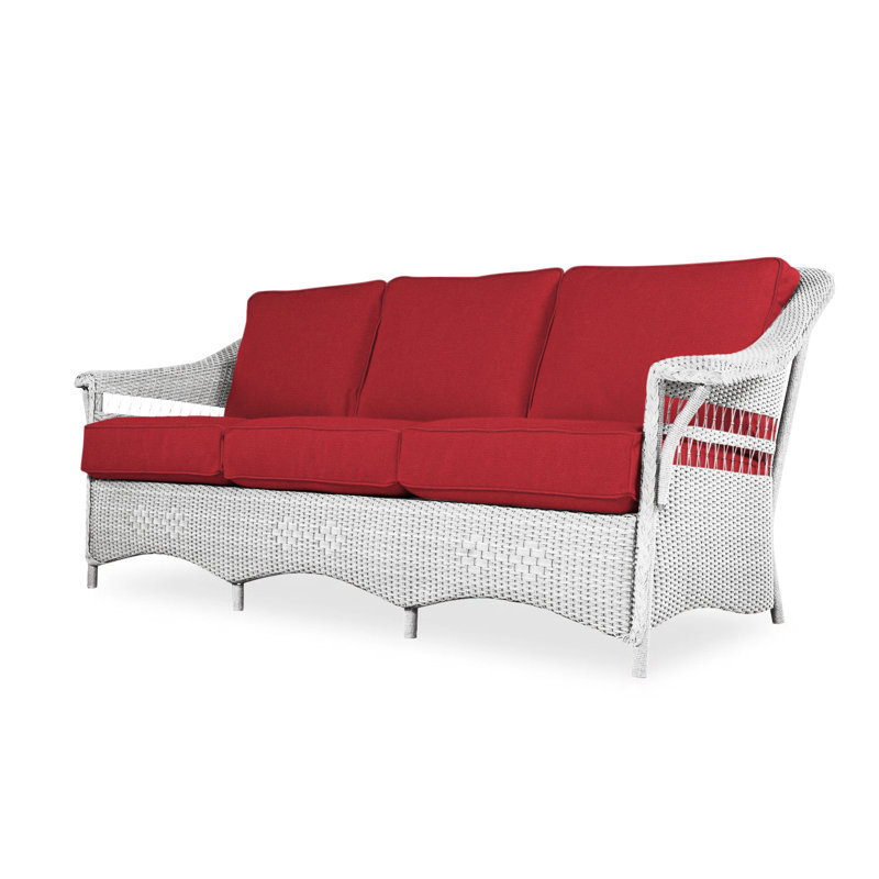 Nantucket Outdoor 3 - Seat Patio Sofa, Delicate Botanical Slate, White
