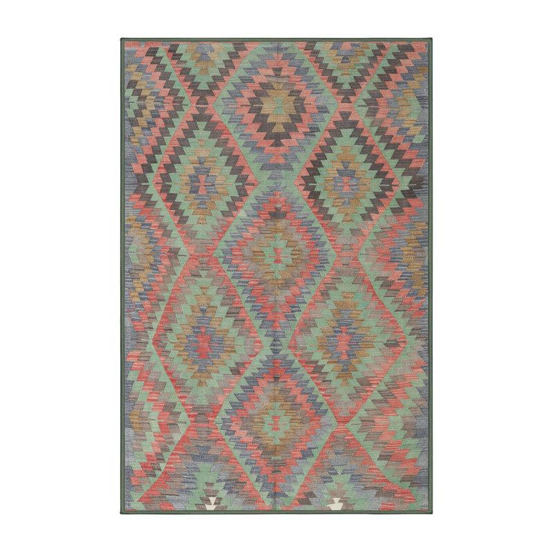 Tapis brun/gris/vert clair contemporain, Rectangle 6 pi x 9 pi