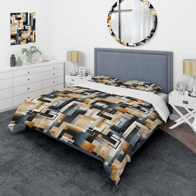 Ensemble de housse de couette géométrique Metropolitan Neutral Color Geometric