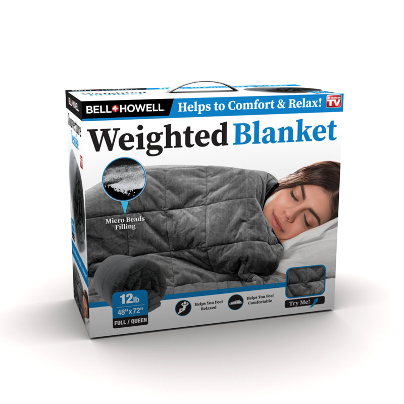 Gray Reversible Knitted Weighted Blanket, 12 lb, Full Size