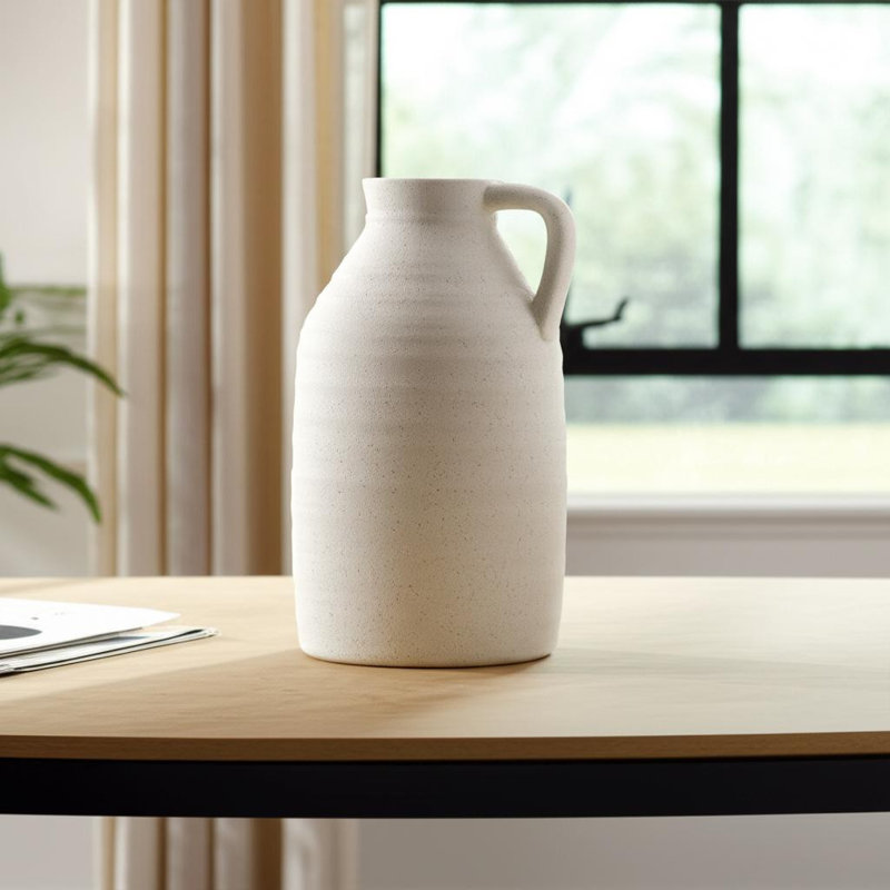 Vase de table en céramique blanc cassé de 15 pouces