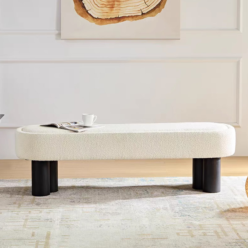 Banc long en velours blanc de style moderne pour chambre et entrée, H 16,93 po x l 55,12 po x P 17,72 po