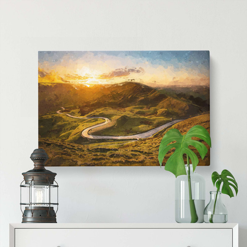 Mam Tor In The Peak District In Abstract - Wrapped Canvas Print, 60cm H x 91cm W x 3cm D