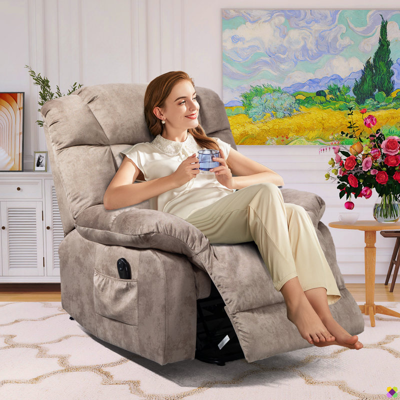 Ryun 38.5"W Lift Chair Power Recliner, Brown