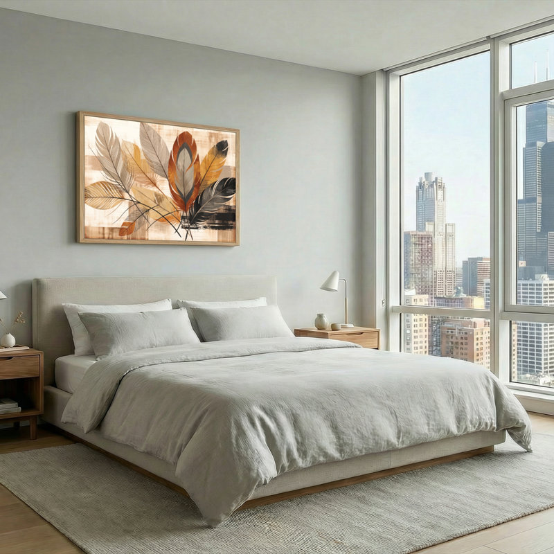 Ensemble de 1 tableau sur toile « Plumes », 32"H x 48"W, Natural