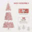 Sapin de Noël artificiel 7,5 pi avec branches réalistes, 500 lumières DEL blanc chaud et 1346 pointes, rose-118034258