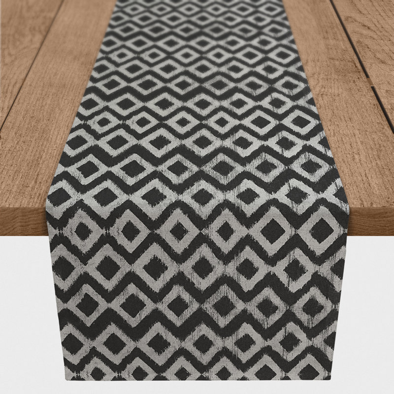 Fonseca Geometric Table Runner, 72" x 16", Black