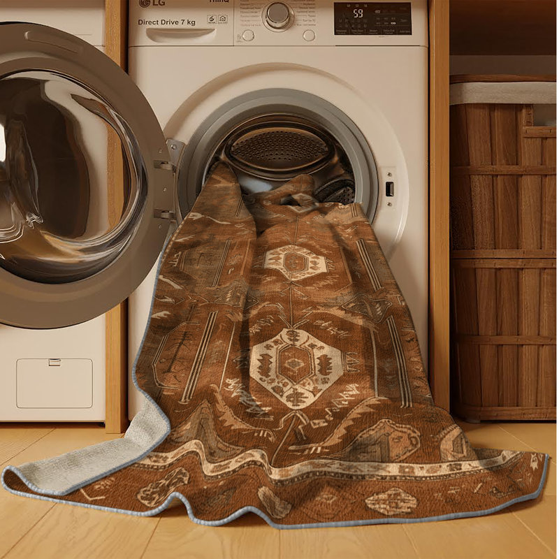 Tapis brun turc lavable à la machine, Tapis de couloir 2 pi x 4 pi