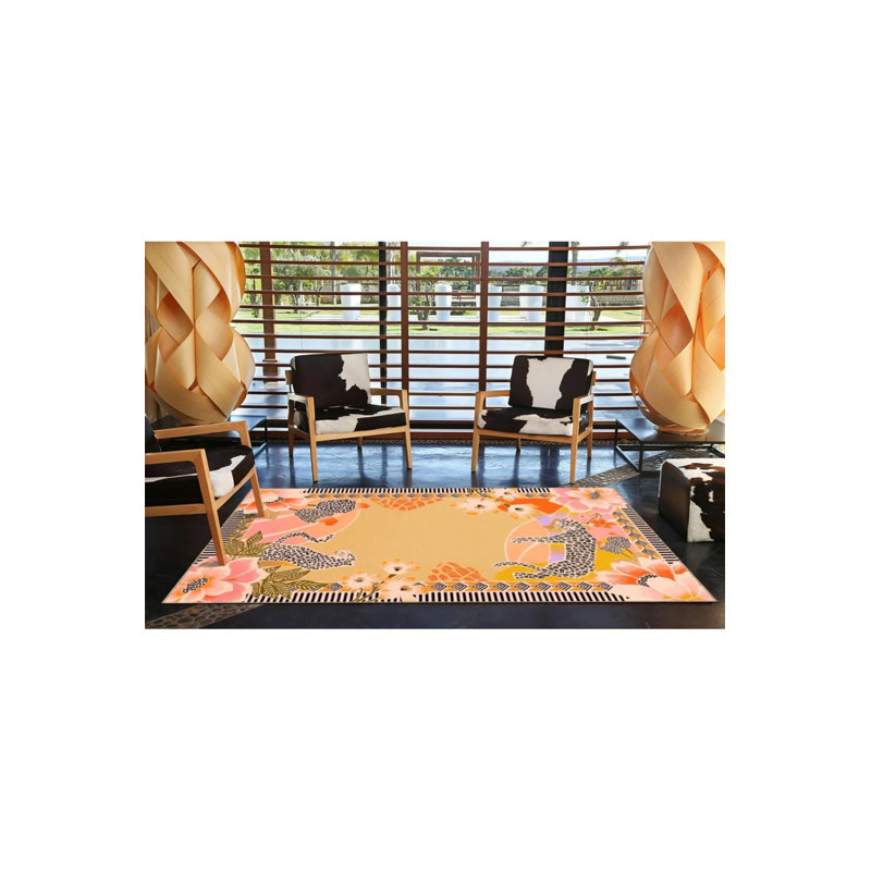 Tapis intérieur / extérieur jaune Zehra, Rectangle de 5 pi x 8 pi