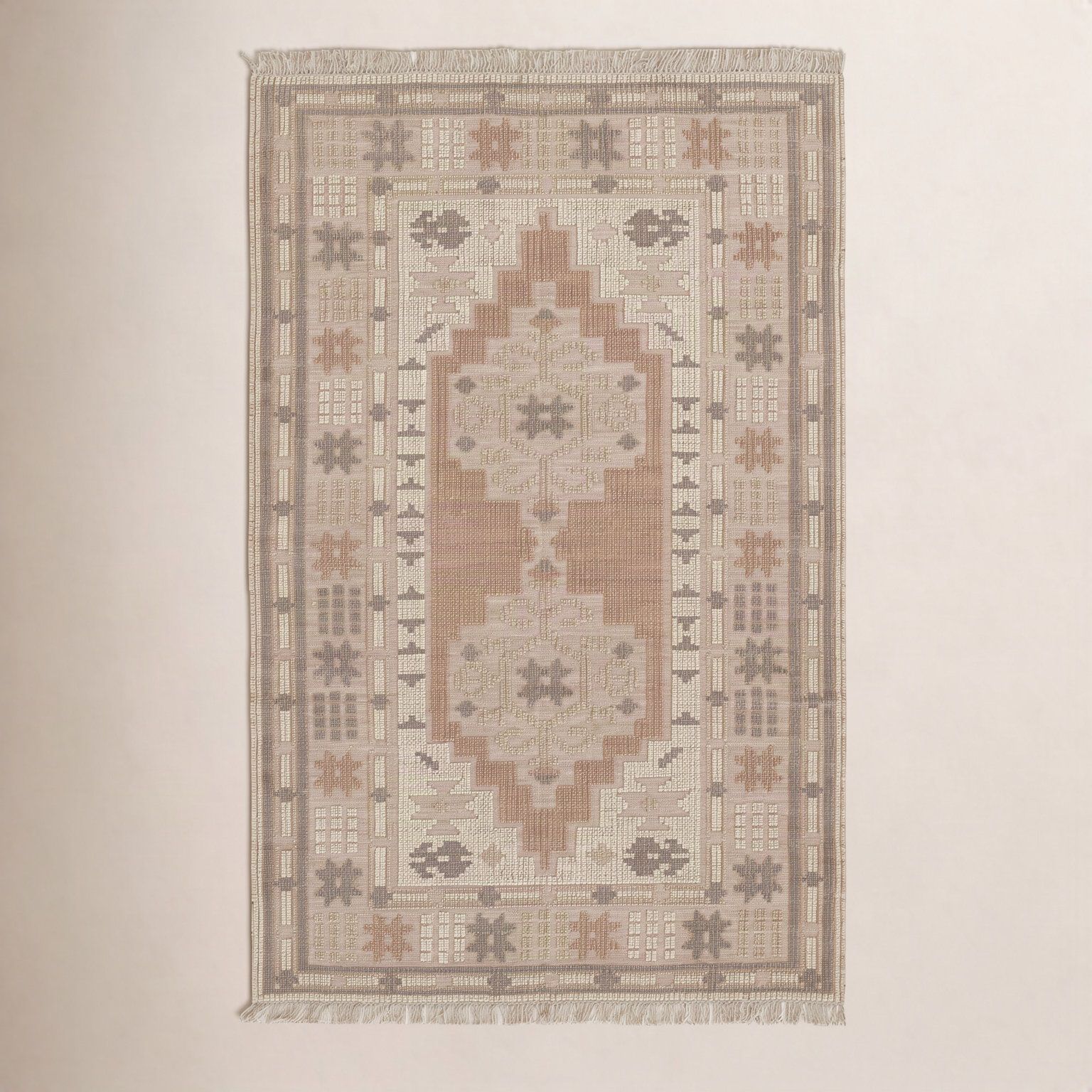 Damaris Orange Brown Hand-Woven Oriental Wool Rug, Rectangle 5' x 8'