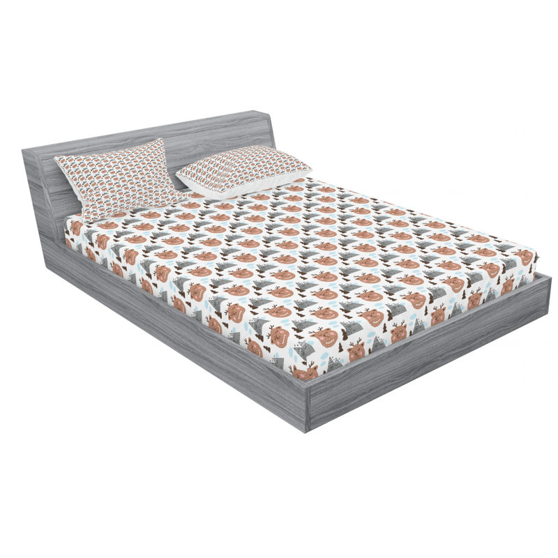 Microfiber Sheet Set, Twin Sheet Set + Fitted Sheet + 1 Pillowcase, Brown Abstract