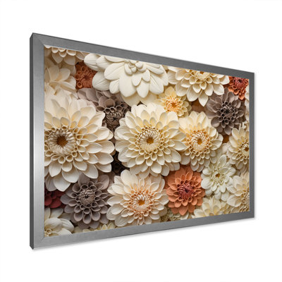 Minimalisme, fleurs de zinnias beiges sur toile
