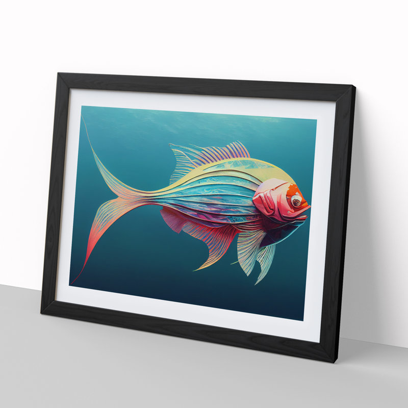 Swimming Fish Vol.1 - Single Picture Frame Print, Black, 46cm H x 64cm W