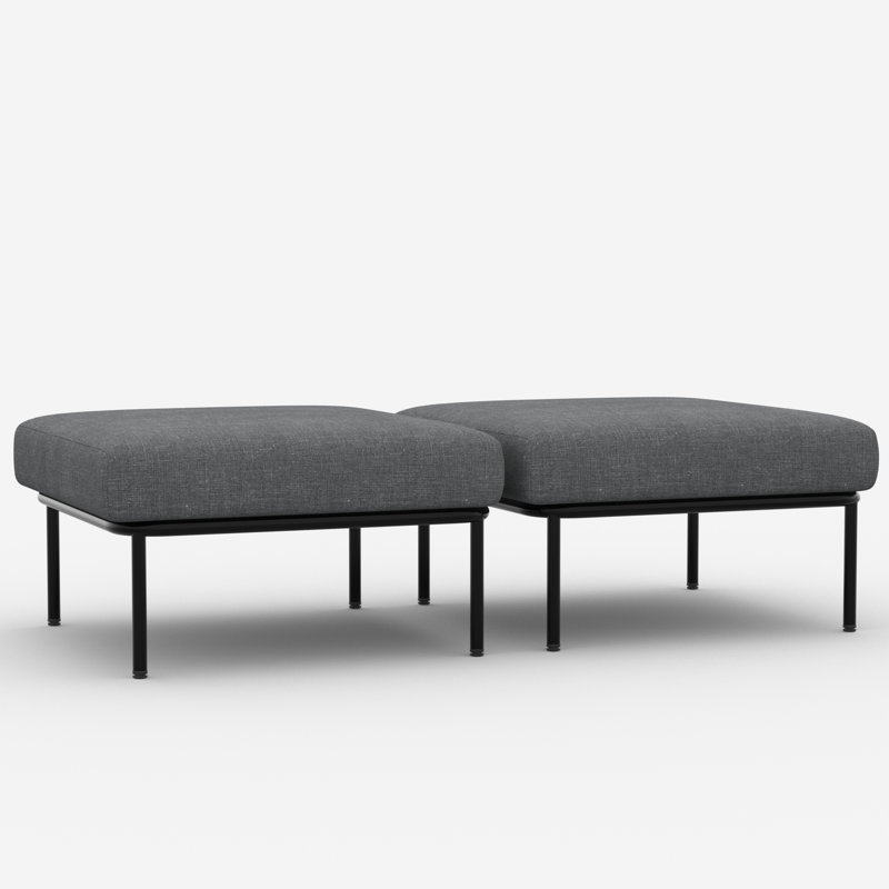 Layinsun Outdoor Patio Ottoman With Cushions (set Of 2), Dark Grey