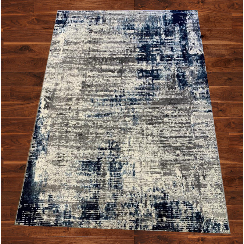 Blanc Touffeté Tapis décoratif/bleu marine saxmundham, Rectangle 8 pi x 11 pi