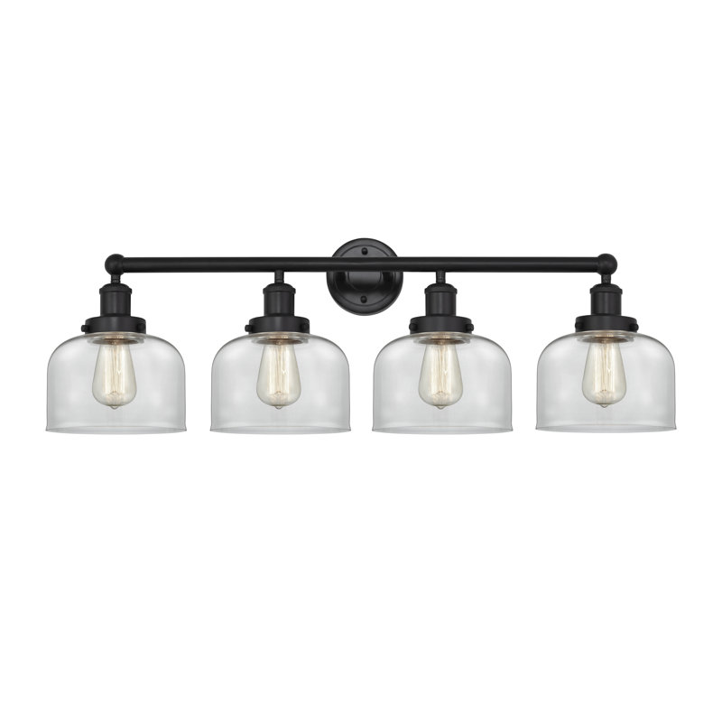 Éclairage pour meuble-lavabo à 4 lumières à intensité variable Ashleigh-Jo, Noir mat, Transparent
