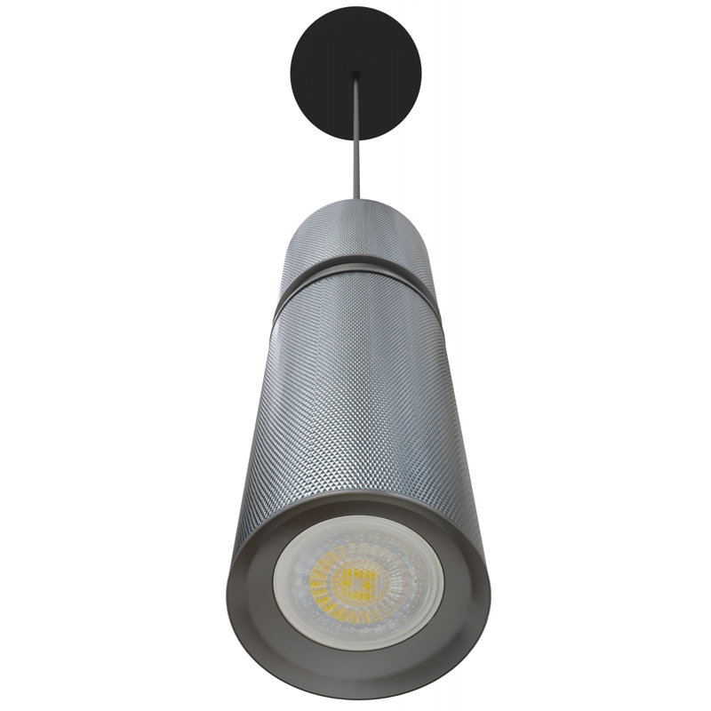 1 - Light Pendant, Dark Gray/Pewter Accents, 10" H x 3" W x 3" D