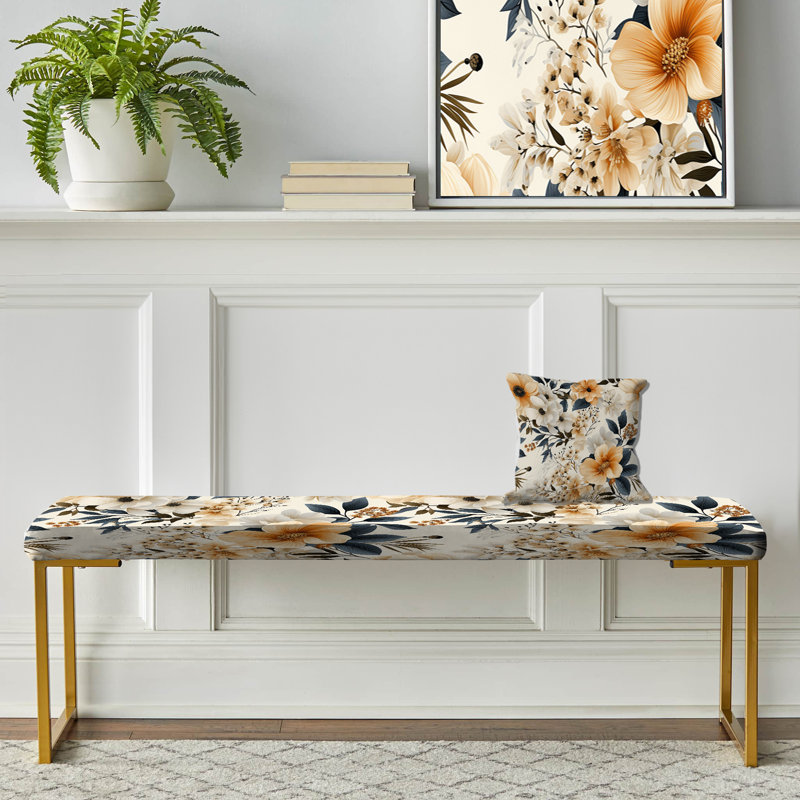 Banc floral rembourré or, Brillance rustique florale rustique II