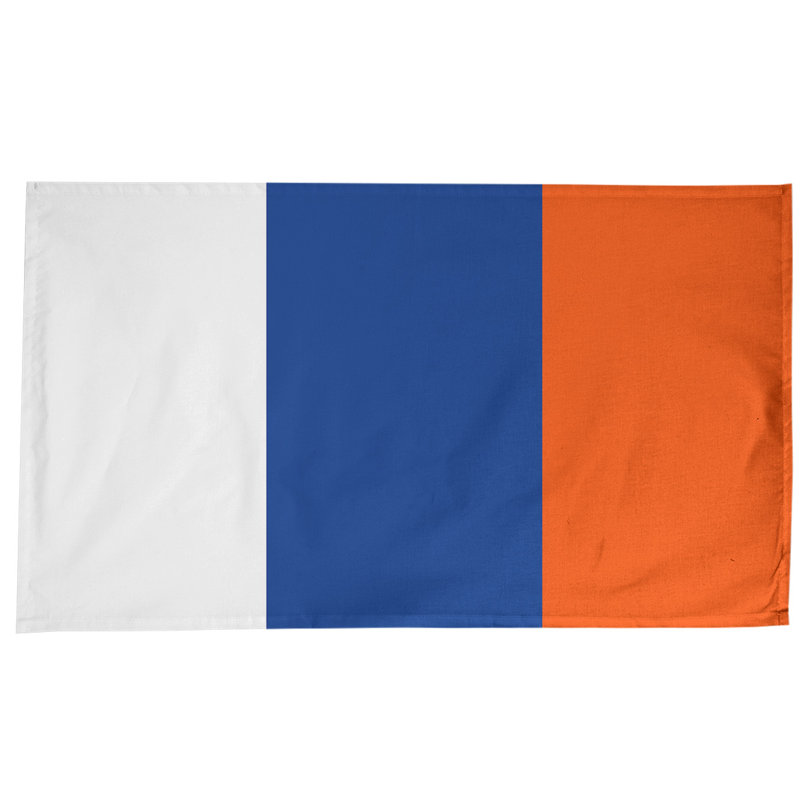 Chemin de table New York, Blanc / bleu royal / orange, Mélange de coton, 102 po x 58 po